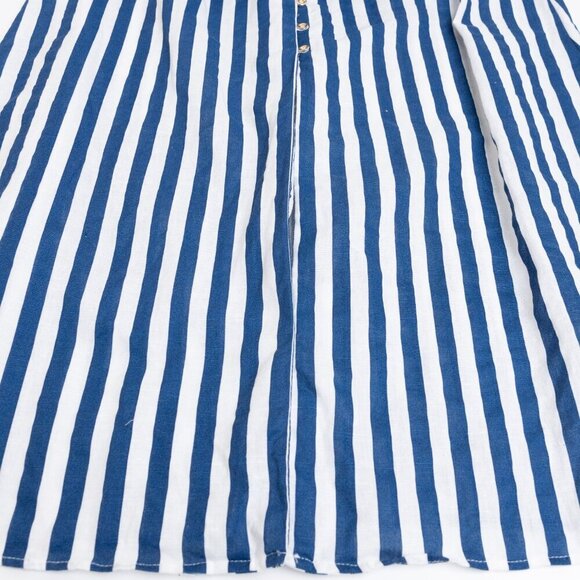 ✨ ZARA Striped Linen Blend Midi Shirt Dress White Blue Button Front - Picture 9 of 13